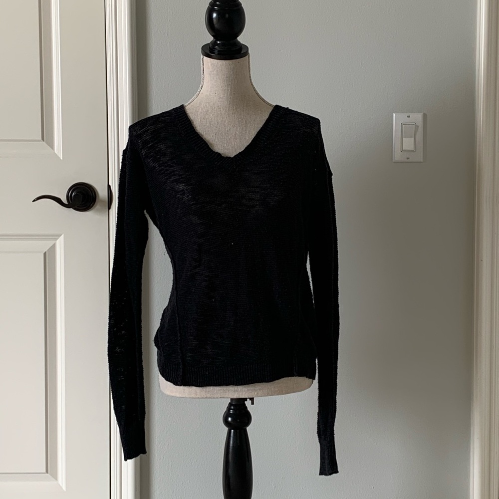 Lightweight Black V-Neck Sweater